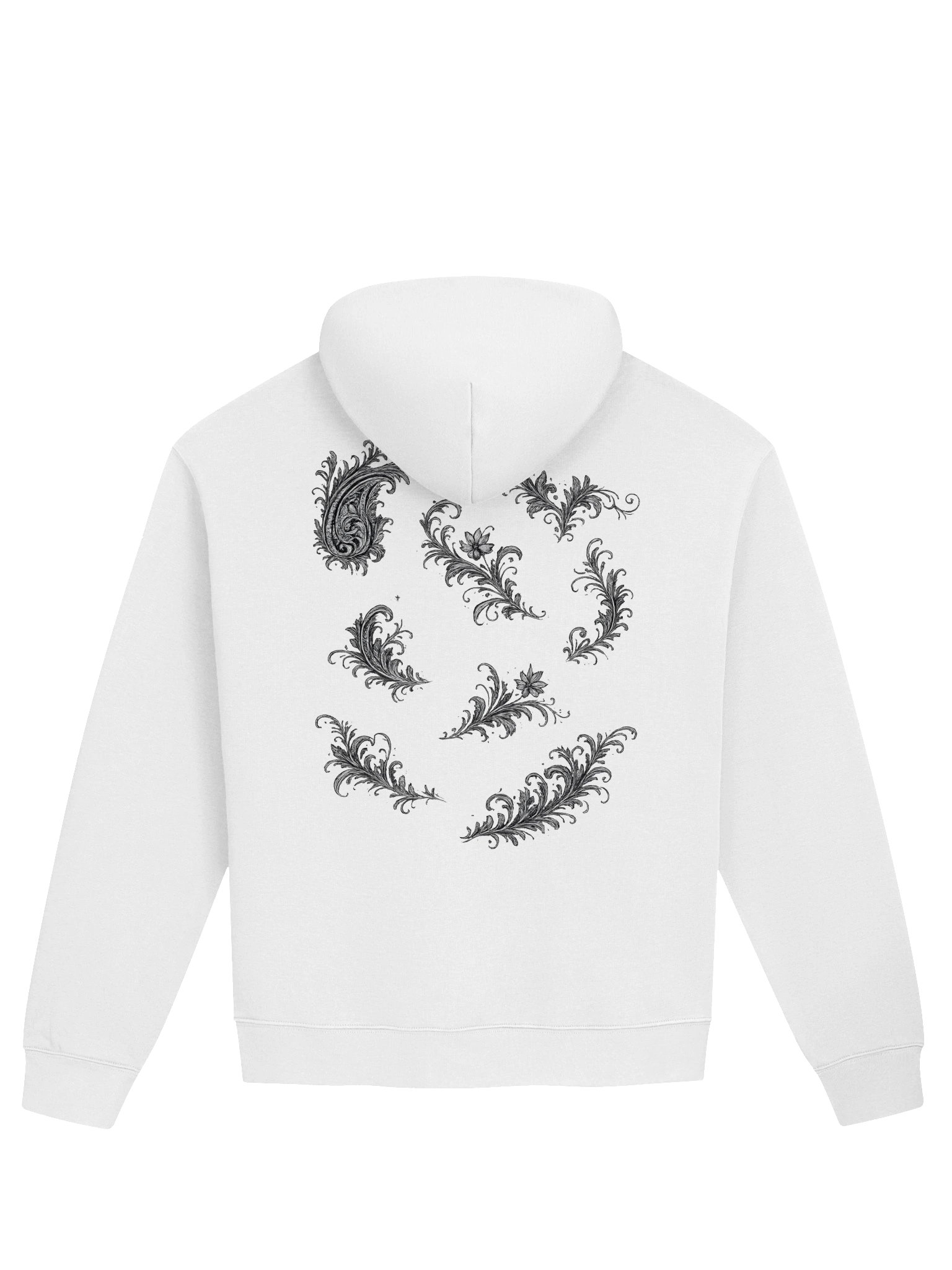 Pure Black Hoodie — Gothic Ornate Paisley Back Print Pullover product image (1)