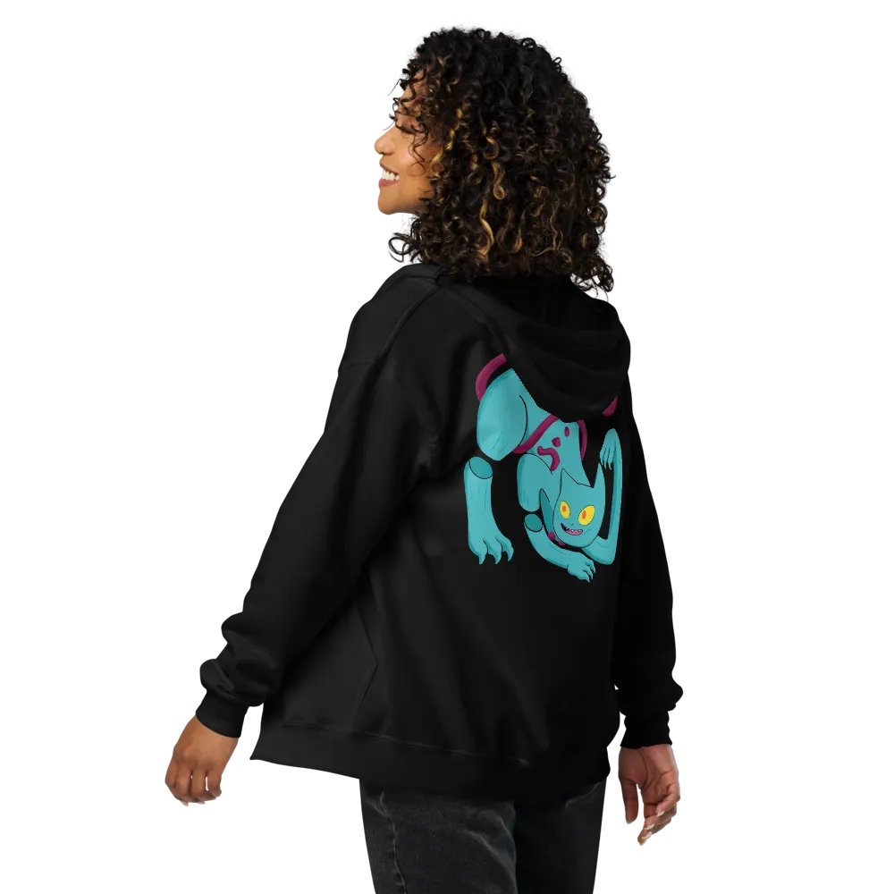 Demon Cat With Text on the Front Classic Zip Hoodie Multicolor product image (10)
