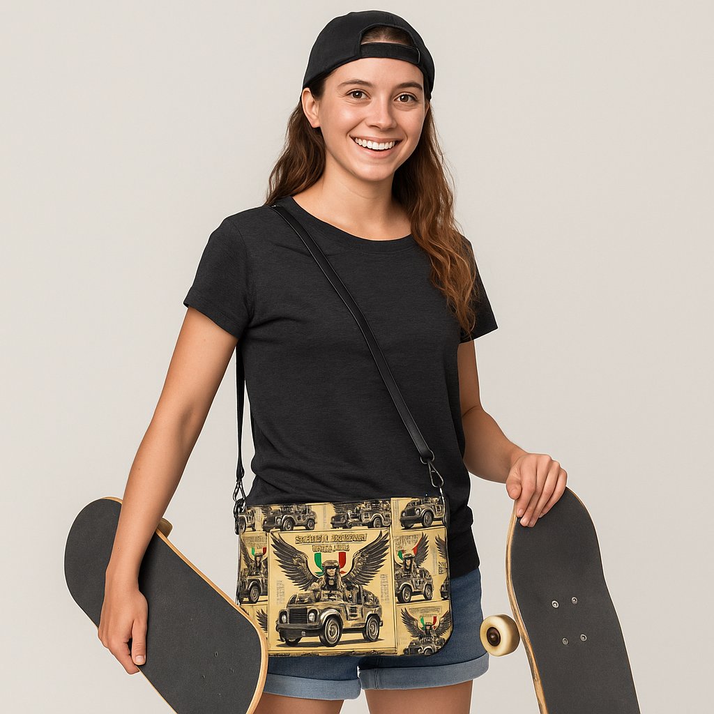 Mel’s Angels Vintage Crossbody Bag – All-Over Print Faux Leather Purse with Strap product image (3)