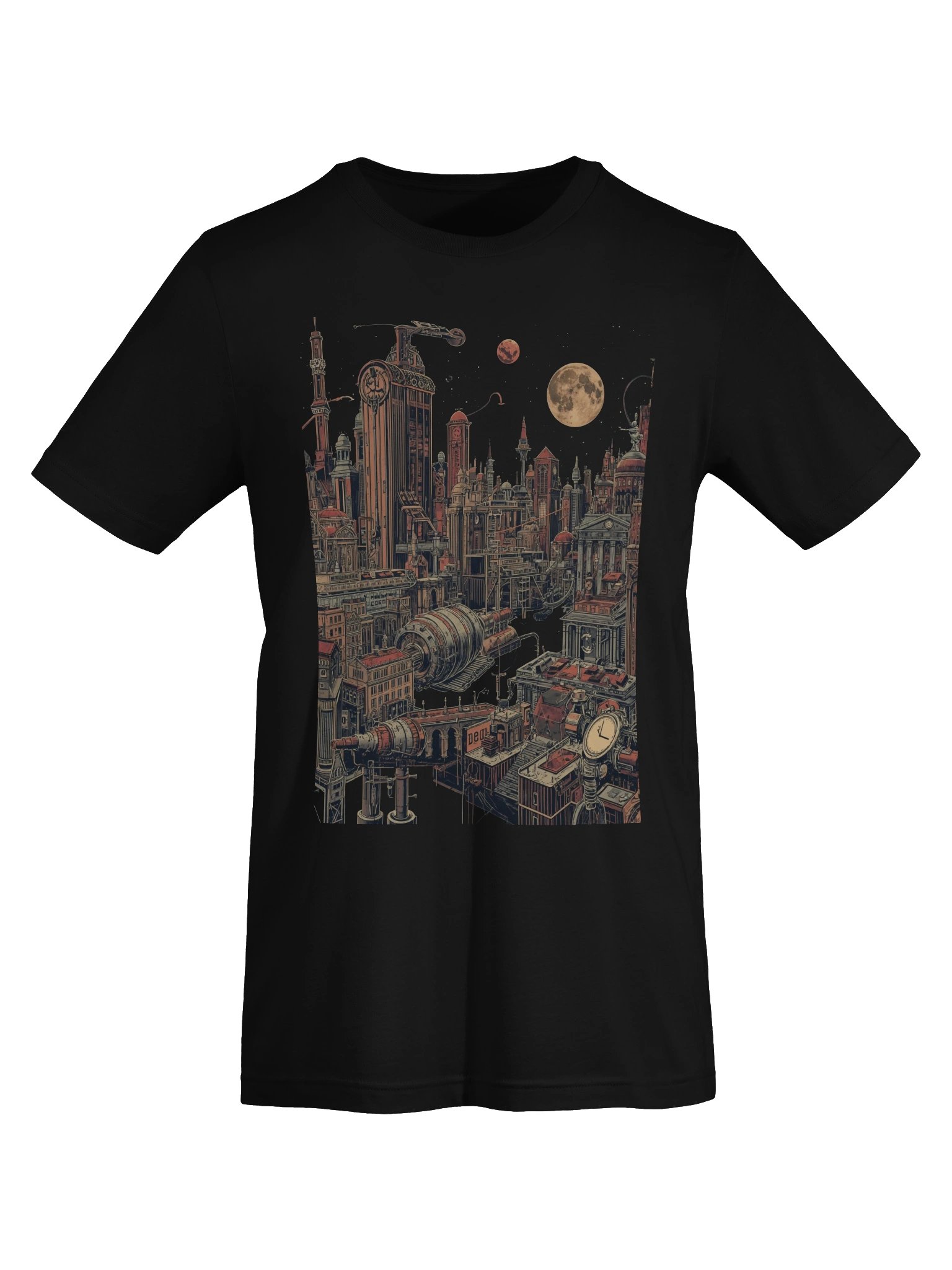 Moonlit Retro-Futurist Cityscape Lightweight T-Shirt product image (4)