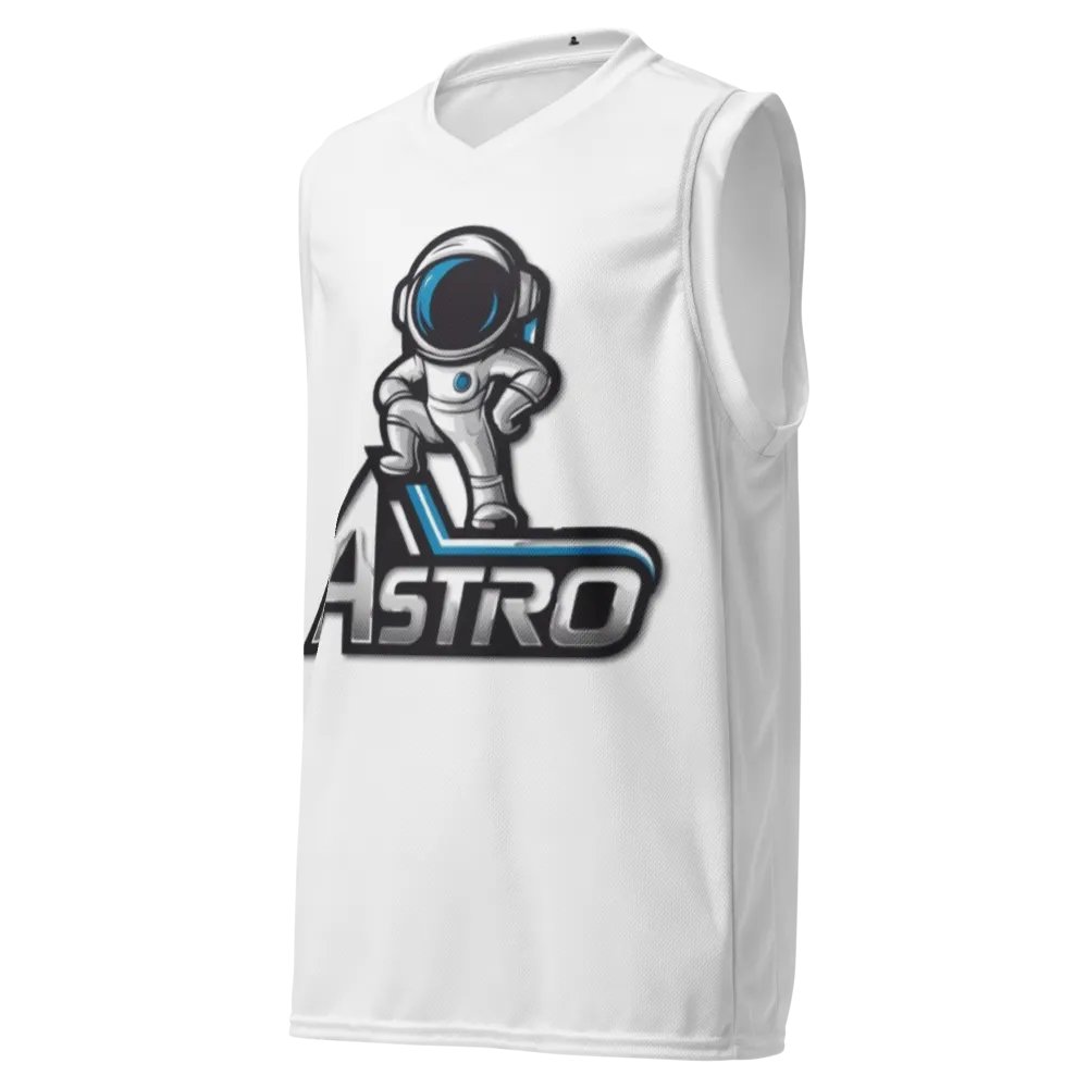 Astro Recycled Unisex Basketball Jersey - White with Astronaut Design product image (1)
