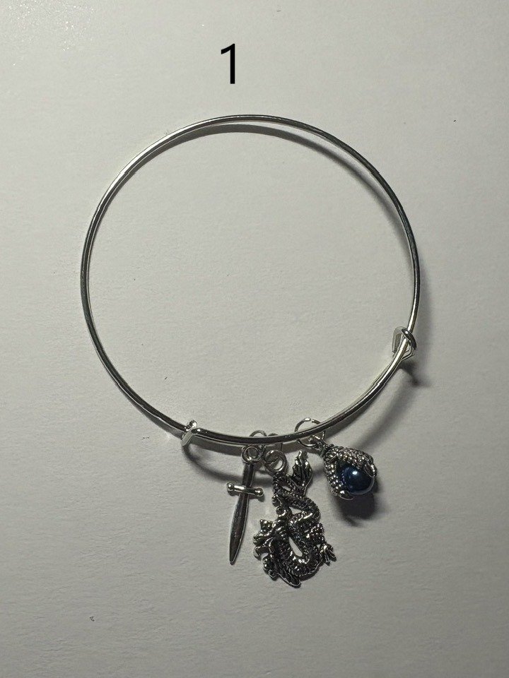 Silver Tone Bangle Charm Bracelets – Choose Your Numbered Style product image (1)