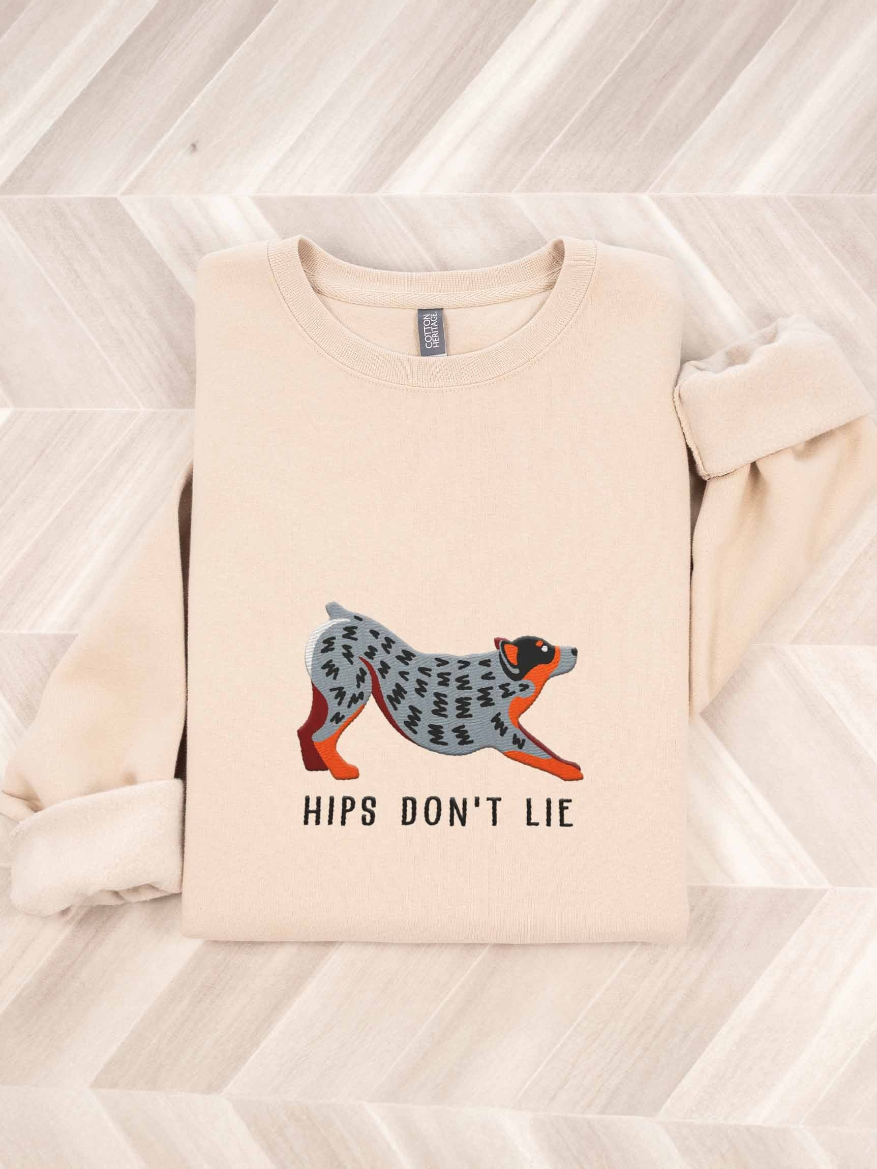 Hips Don't Lie Sweatshirt (Embroidered) of an Australian Cattle Dog(Blue Heeler) product image (1)