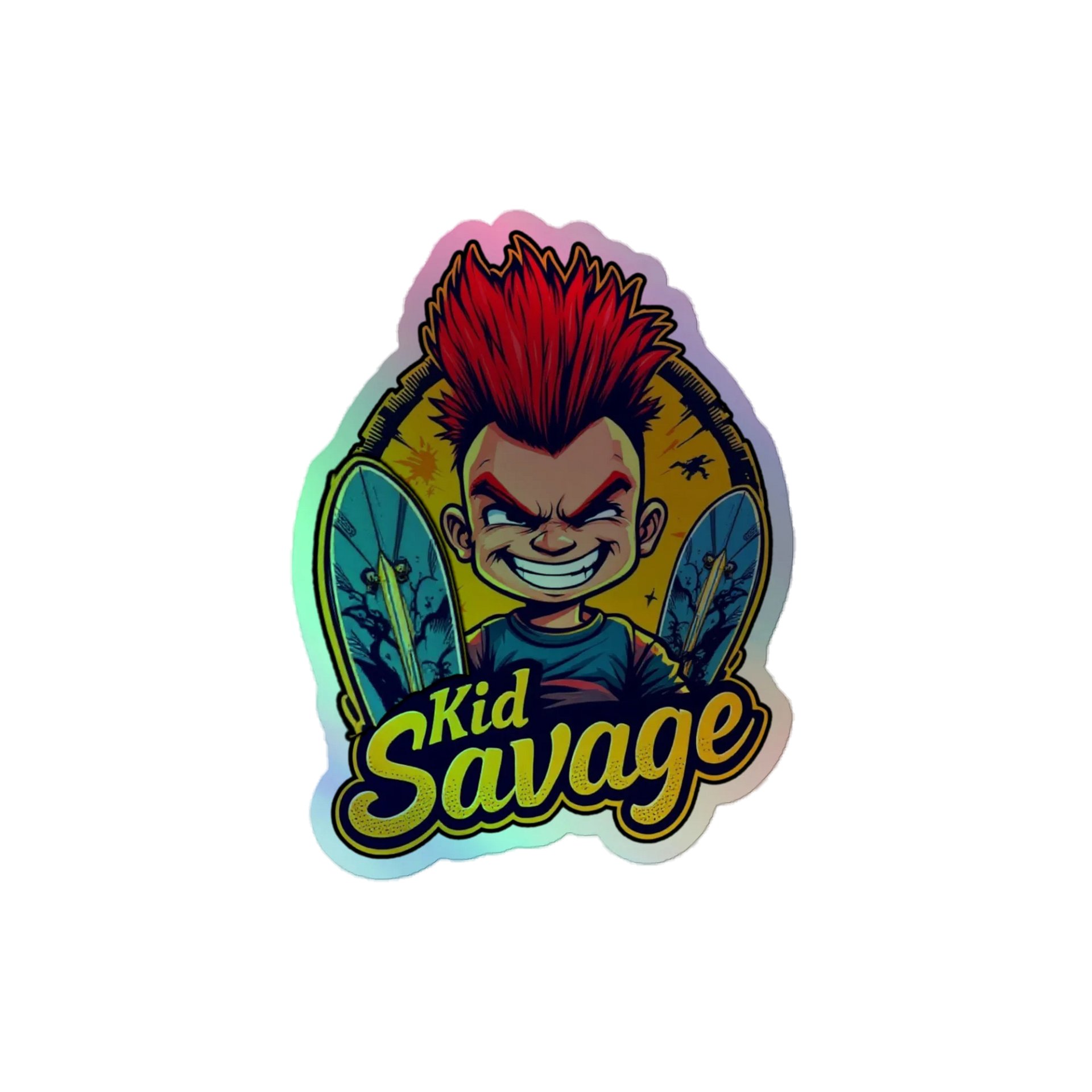 Kid Savage Surfs Up Holographic Sticker product image (1)