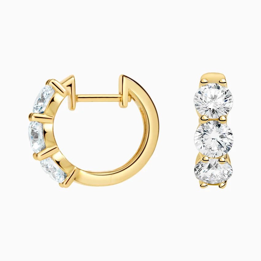 Zelda Lab Diamond Huggie Hoop Earrings in 925 Sterling Silver product image (5)