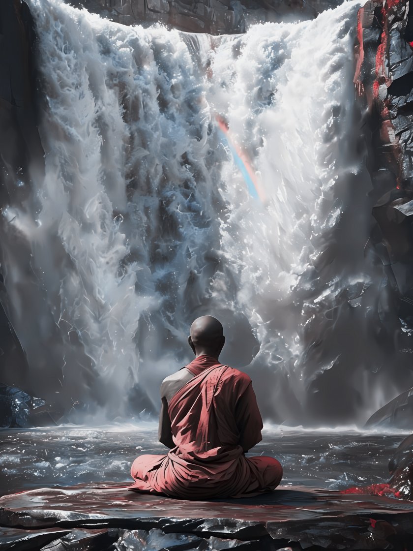 Tranquil Waterfall Meditation, Framed Poster product image (1)
