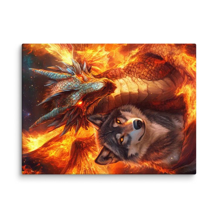 Fire dragon & wolf 01 - Canvas product image (3)