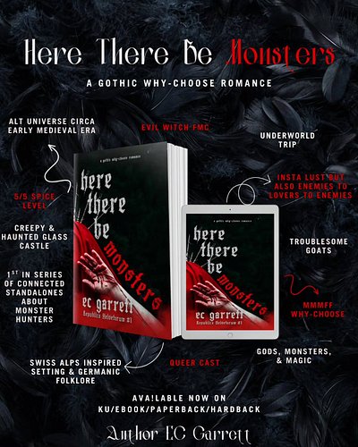 The Mountain Gods await. HERE THERE BE MONSTERS (Republica Helvetorum #1) is a gothic why-choose romance OUT NOW (KU/ebook/pa...