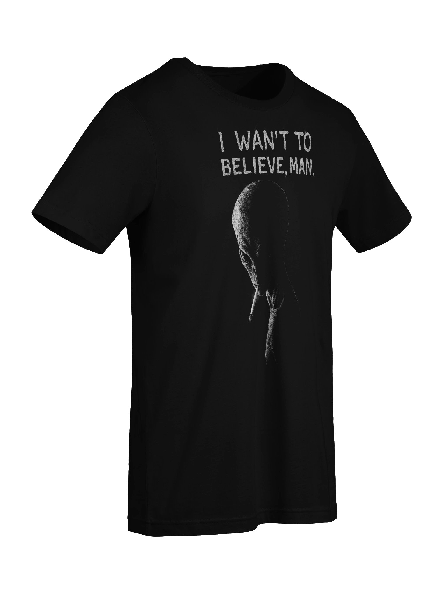 I WANT TO BELIEVE, MAN - Alien Smoking Joint, Extraterrestrial UFO Weed Cannabis T-Shirt product image (9)