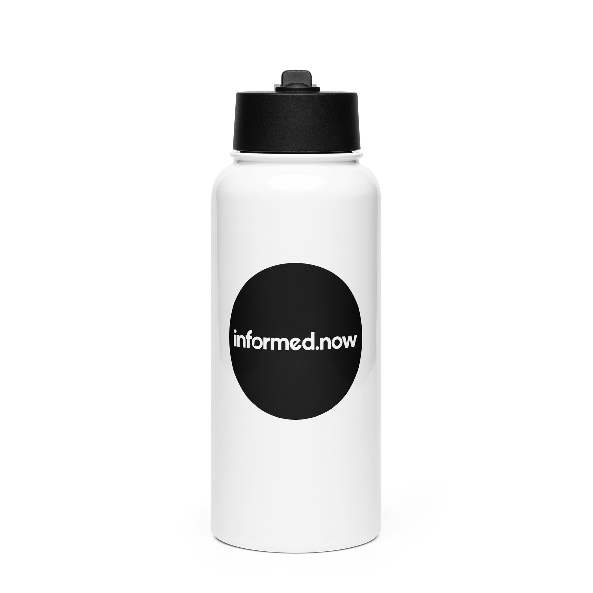 informed.now Stainless Steel Water Bottle with Straw Lid (Black) product image (1)
