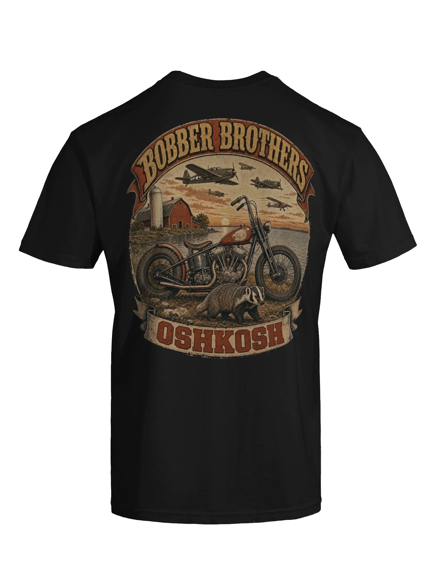 Oshkosh motorcycle t-shirt design by Bobber Brothers
