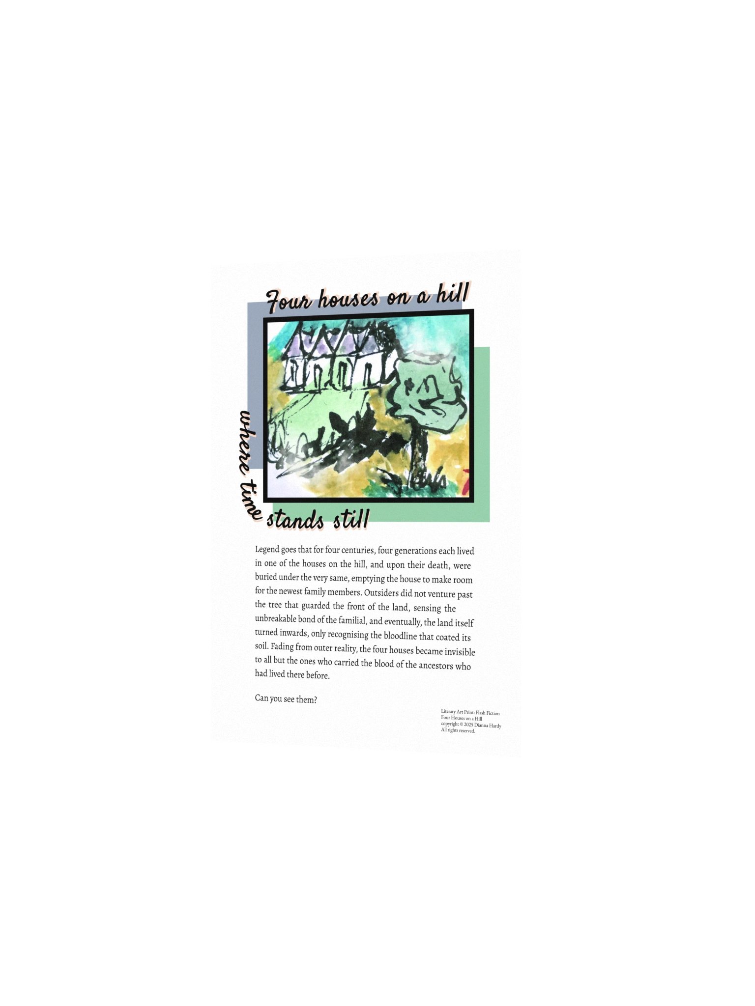 Four Houses on a Hill, Literary Art Print: Flash Fiction product image (2)