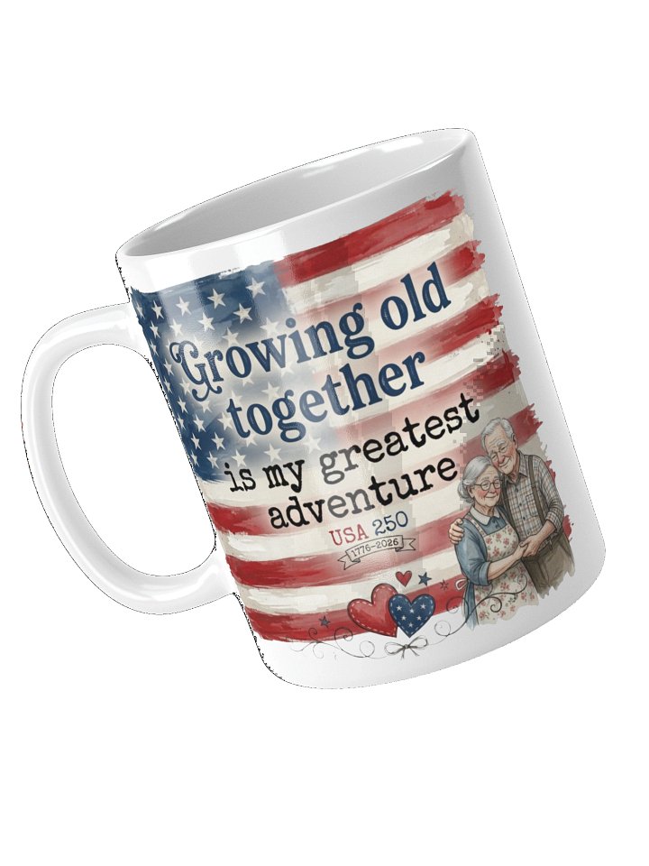 USA 250 Anniversary Couple Coffee Mug - Rustic "Greatest Adventure" Romantic Patriotic Gift product image (1)