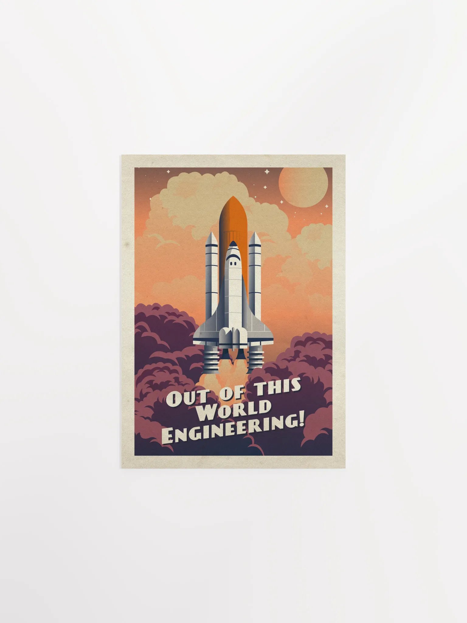 Out of this world Engineering!, NASA Space Shuttle — Vintage space poster, retro space art, propaganda poster, retrofuturism art, retro sci-fi print product image (6)