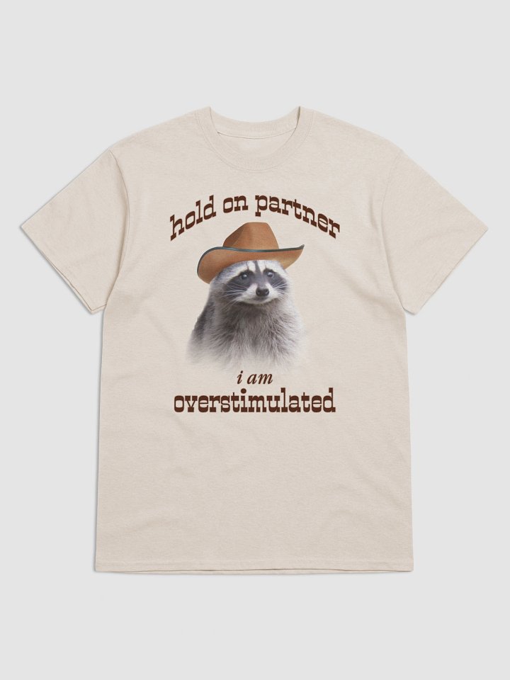 Hold On Partner I'm Overstimulated - Raccoon T-shirt product image (1)