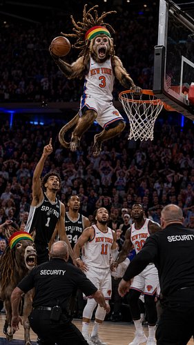 SNEAKING INTO THE NBA FINALS🏀 #nbafinals #rasta #monkey #newyork #ai