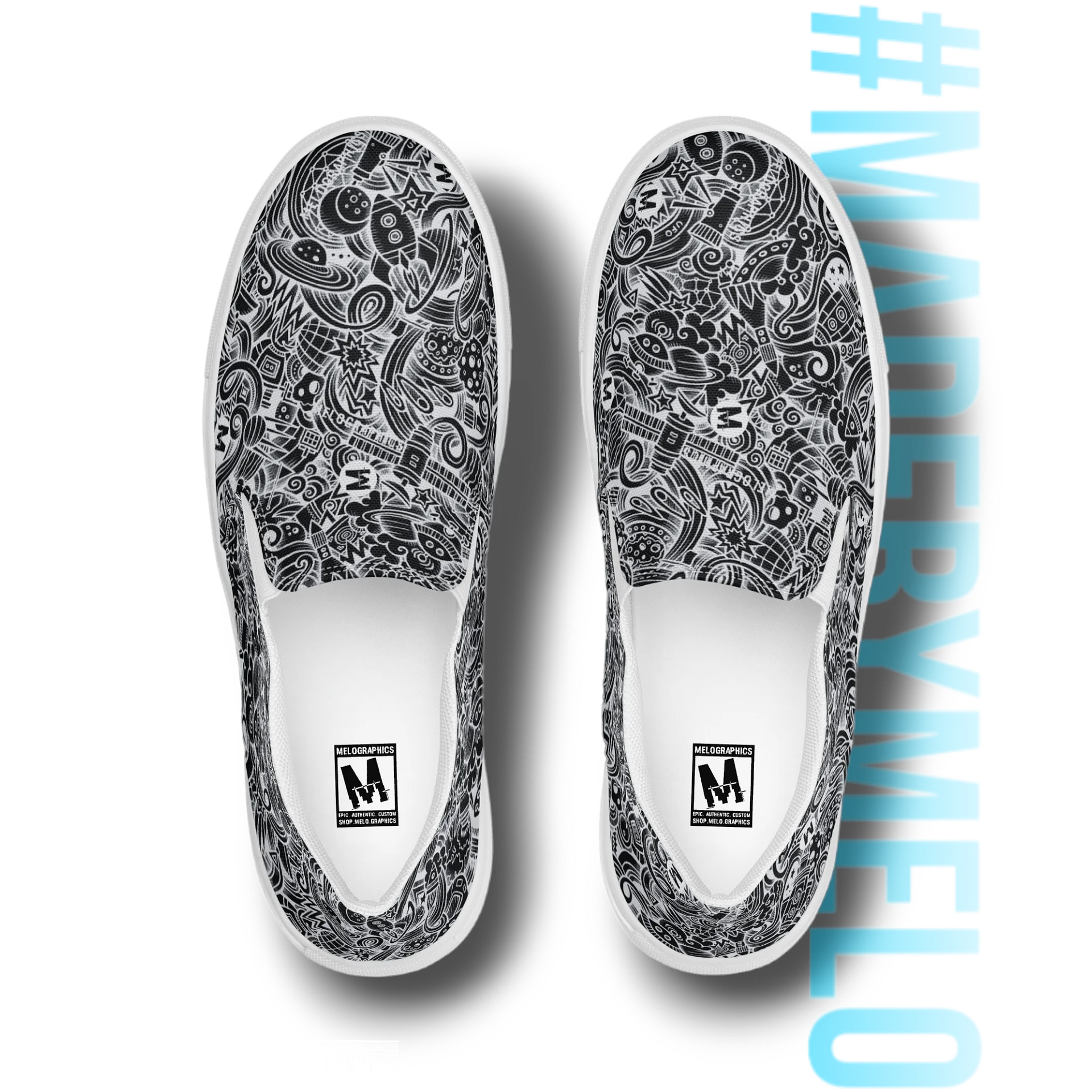 Dark Space Scribble - Women's Slip-ons | #MadeByMELO product image (2)