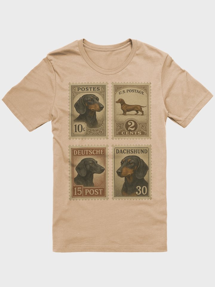 Vintage Dachshund Stamp Collection T-Shirt – Retro Dog Lover's Travel Tee product image (1)