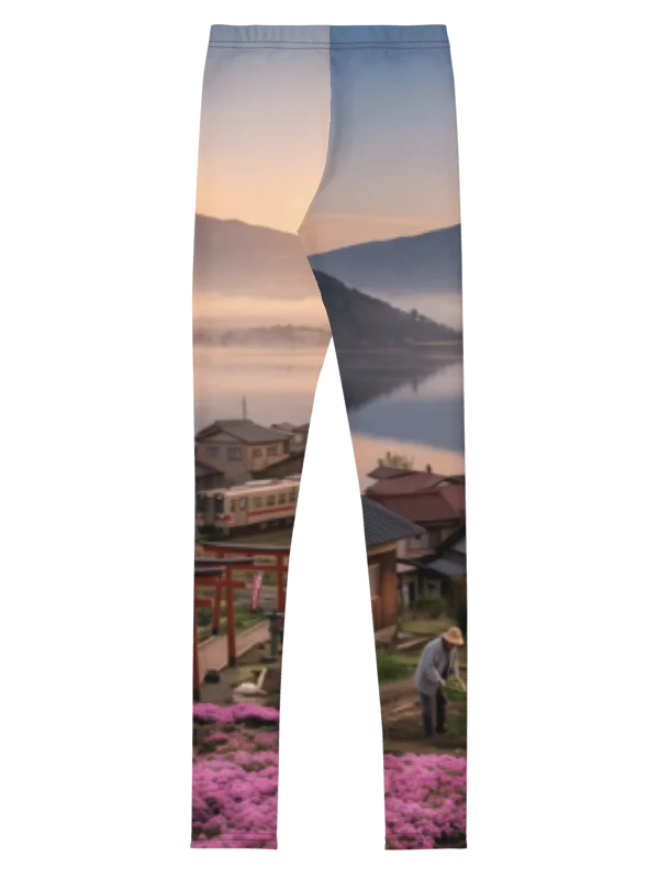 Mount Fuji & Japanese Village Youth Leggings | Graphic Activewea product image (2)