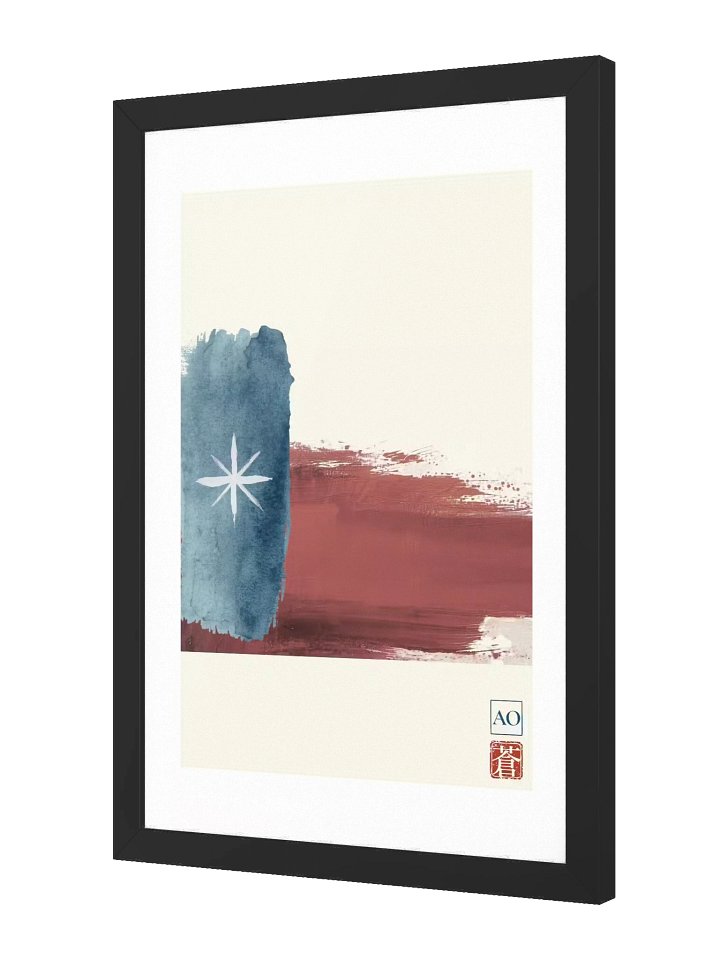 Texas Japanese Ink Art Print | Lone Star Spirit No.10 | Framed Wall Art - AO Japan Blue product image (2)