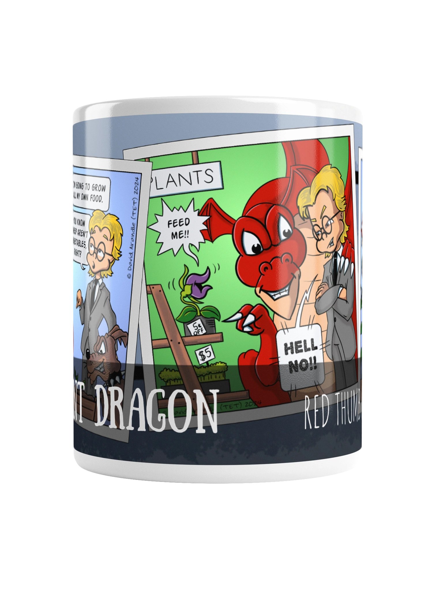 Resident Dragon Comic Red Thumb Gardener Three-Panel Mug product image (2)
