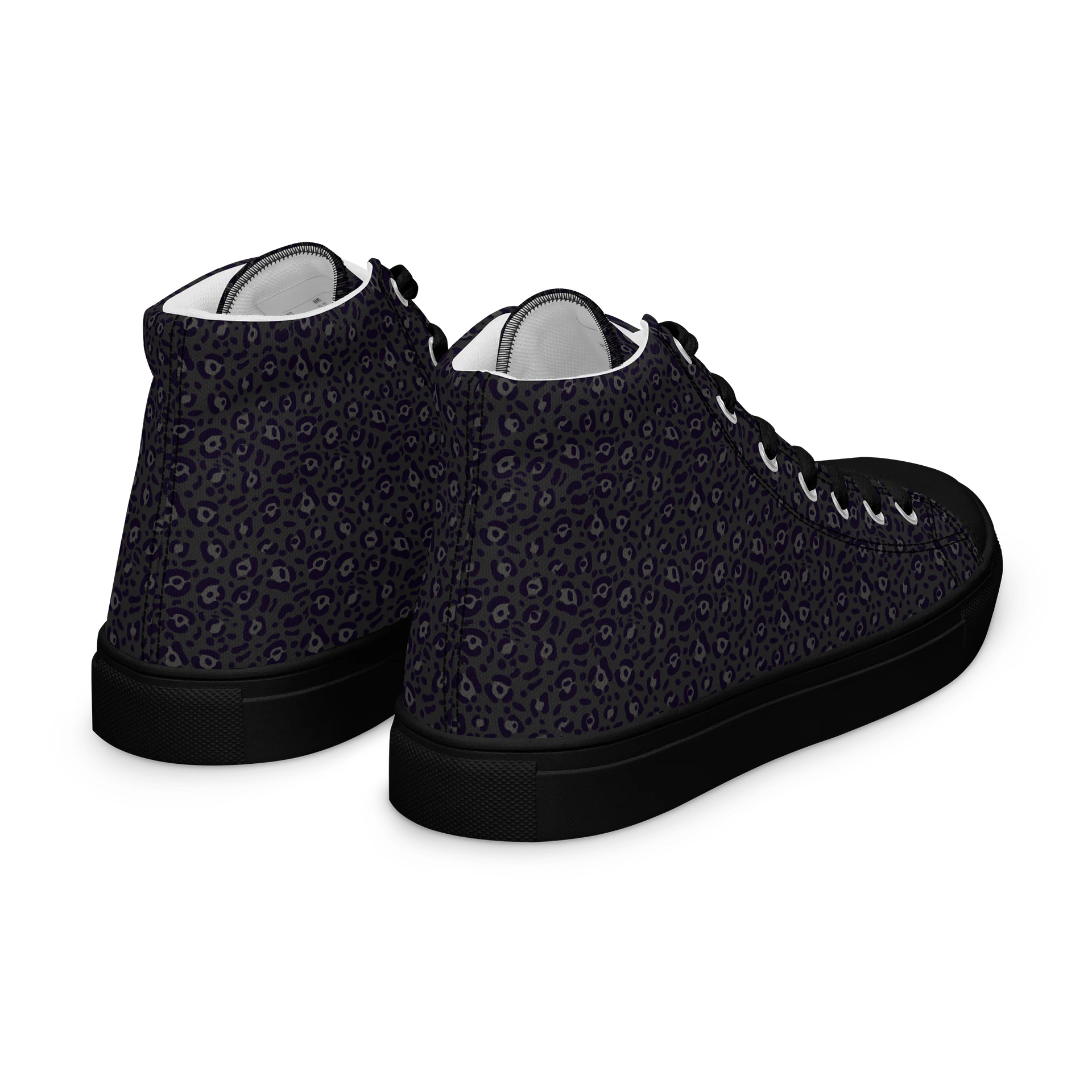 Black Leopard Print Men's High Top Canvas Shoes product image (10)
