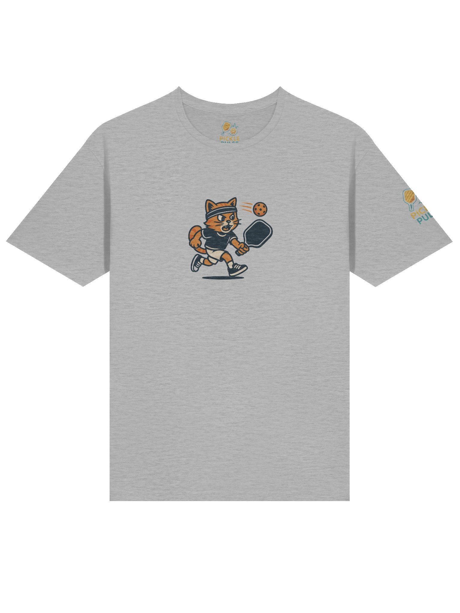 Pickleball Power Cat T-Shirt – Funny Unisex Tee with Fierce Orange Tabby Pickleball Smash Chest Print product image (3)