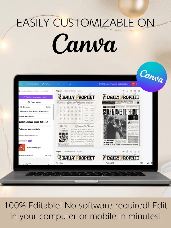 Magical Wedding Newspaper 100% Customizable Template Bundle product image (5)