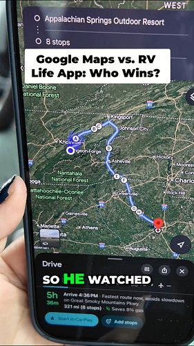 Navigating RV routes? Google Maps and Apple Maps won't cut it. Always double-check with RV Life app for low tunnels and const...