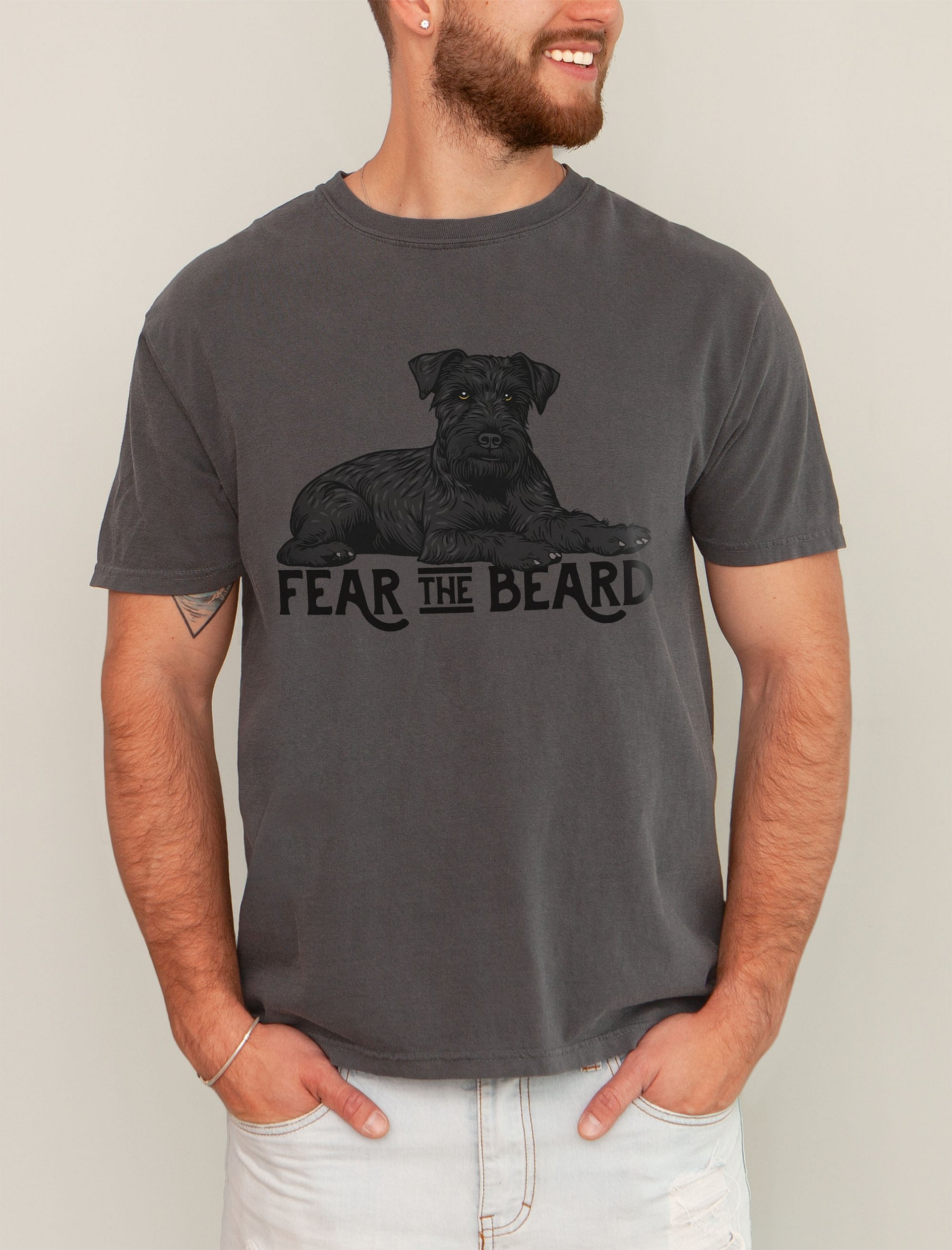 Fear the Beard T-Shirt of a Schnauzer (Black) | Funny T-Shirt for Bearded Dog Paw-rents product image (2)