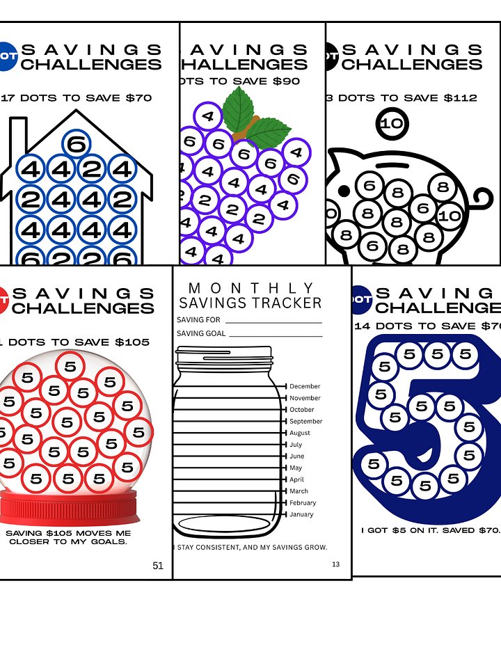Dot Marker Savings Challenge Printable – Cash Stuffer Edition (Save $5,000+) product image (2)