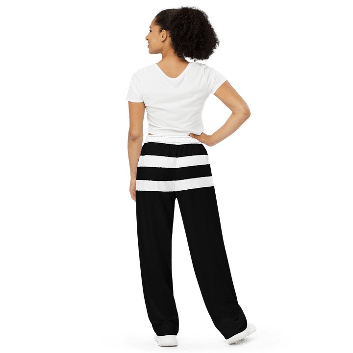 Black and White Stripes/All-Over Print Unisex Wide-Leg Pants by Sublicolor product image (2)