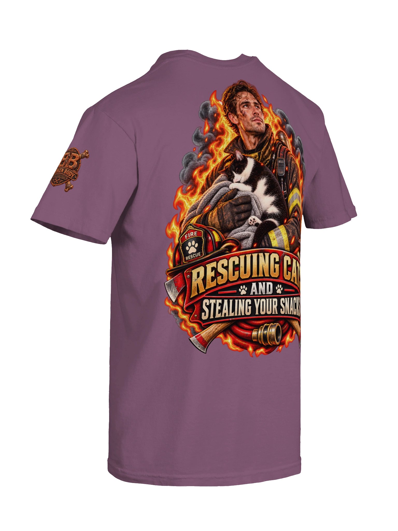 Funny Firefighter Shirt — Rescuing Cats & Stealing Your Snacks | Flat Out Broken™ product image (9)