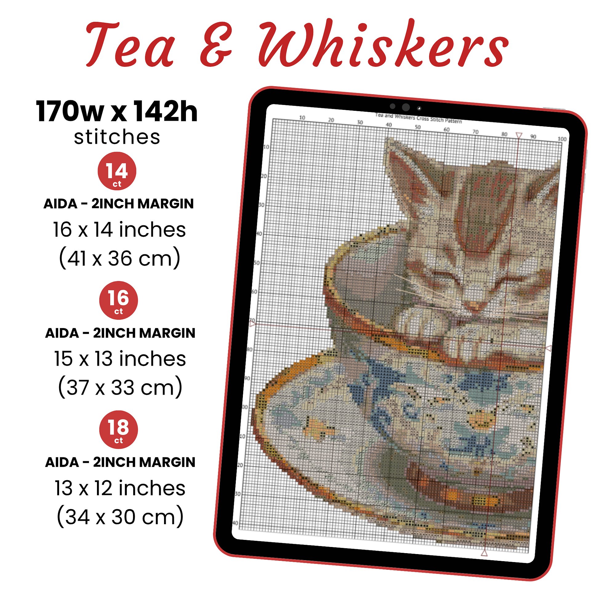 Tea and Whiskers Cross Stitch Pattern product image (2)