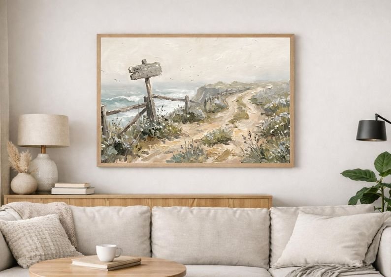 Rare Watercolor Coastal Wall Art Bundle of 3 – Path Along Coastal Cliffs, Seabirds on Rocky Coast & Stone Bridge Over Tidal Creek, Fine Detail Nautical Print product image (3)
