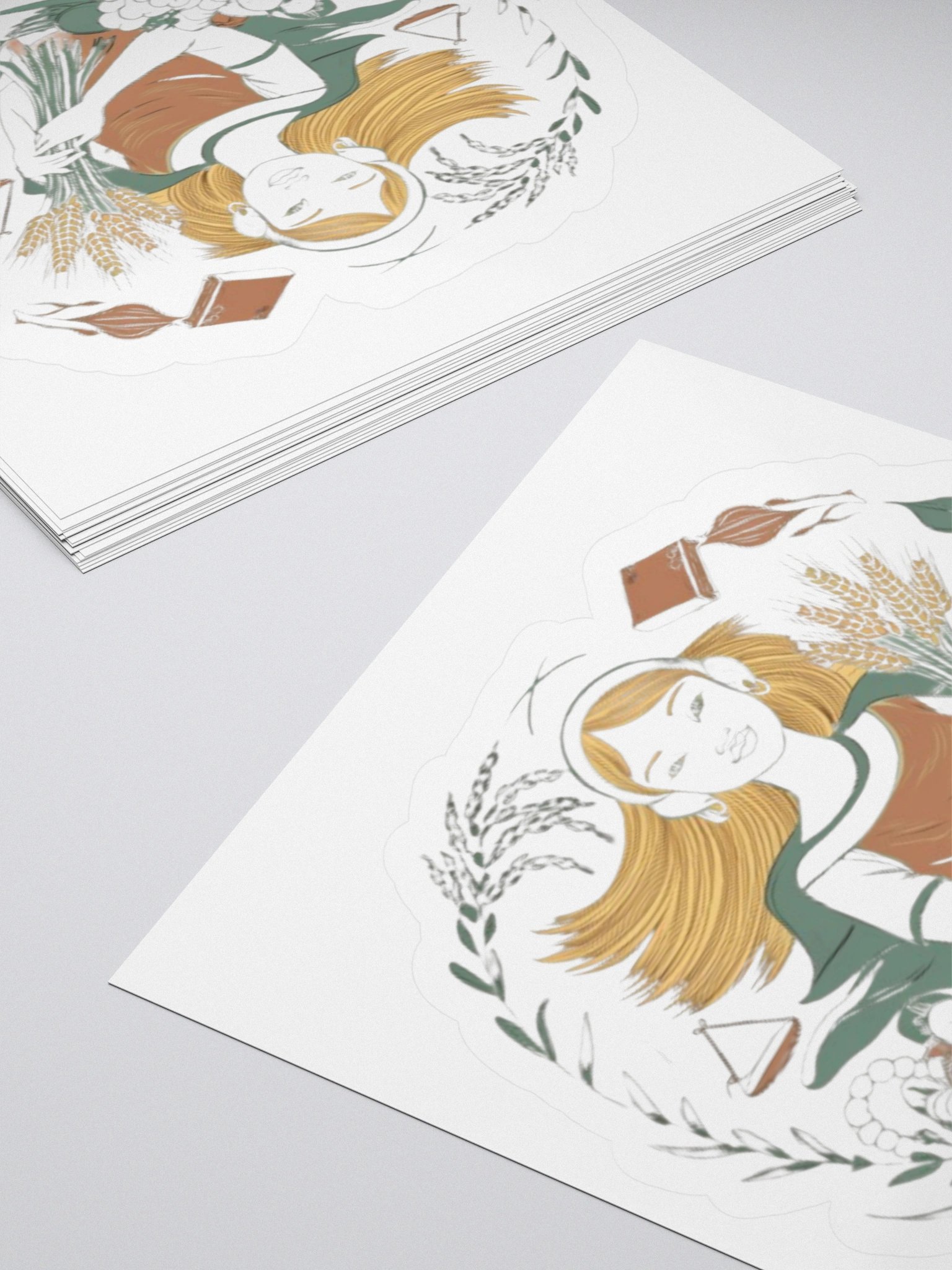 Virgo Zodiac Sticker - Female with Wheat & Scales - Vinyl product image (12)