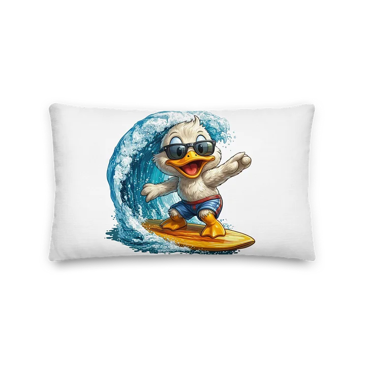„Surf-Ducky Deluxe“ – Das coole Ente-auf-Welle Dekokissen product image (2)
