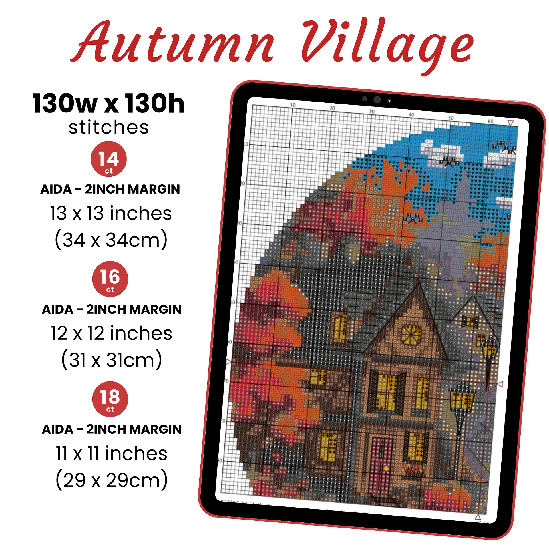 Autumn Village Cross Stitch Pattern product image (2)