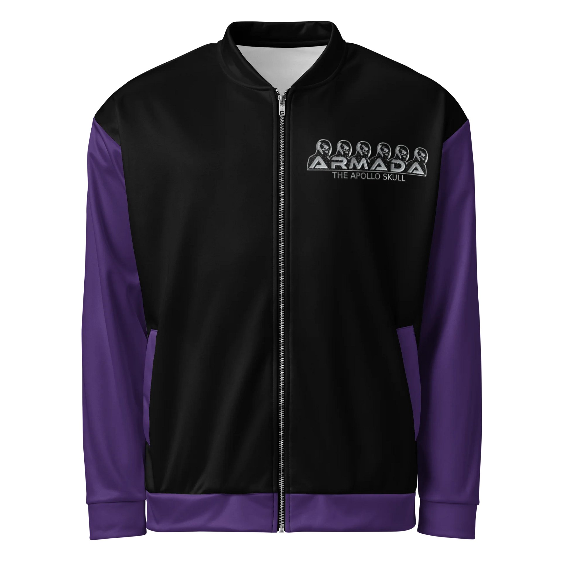 Armada Skull Purple Sleeves Bomber Jacket product image (1)