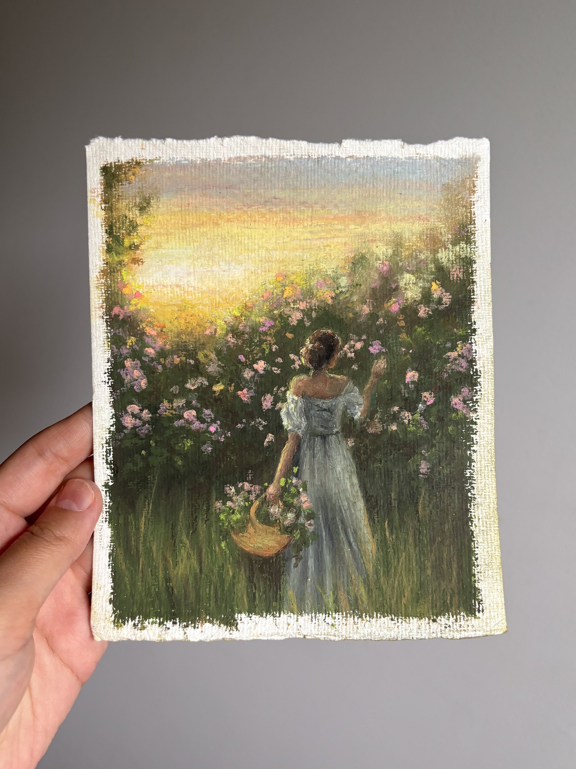 Picking Flowers original drawing product image (1)