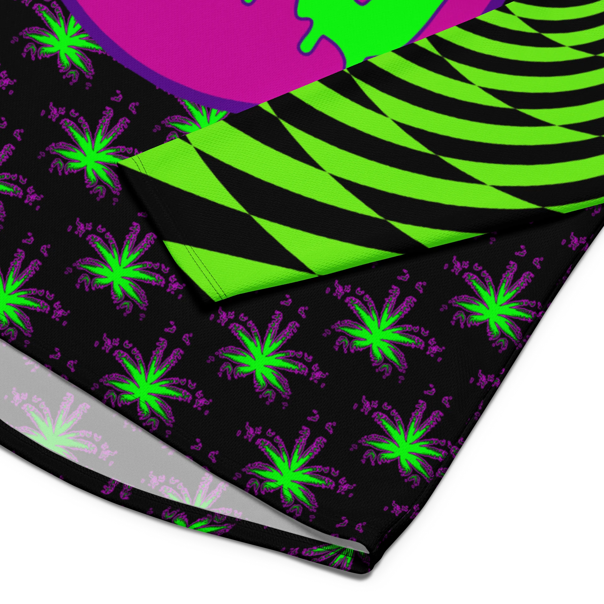 Twisted 420 Weed Rave Hockey Jersey, Psychedelic Spiral EDM Festival Shirt, Pot Leaf Trippy Techno Top, Neon Green Pink Cannabis Clothing product image (7)