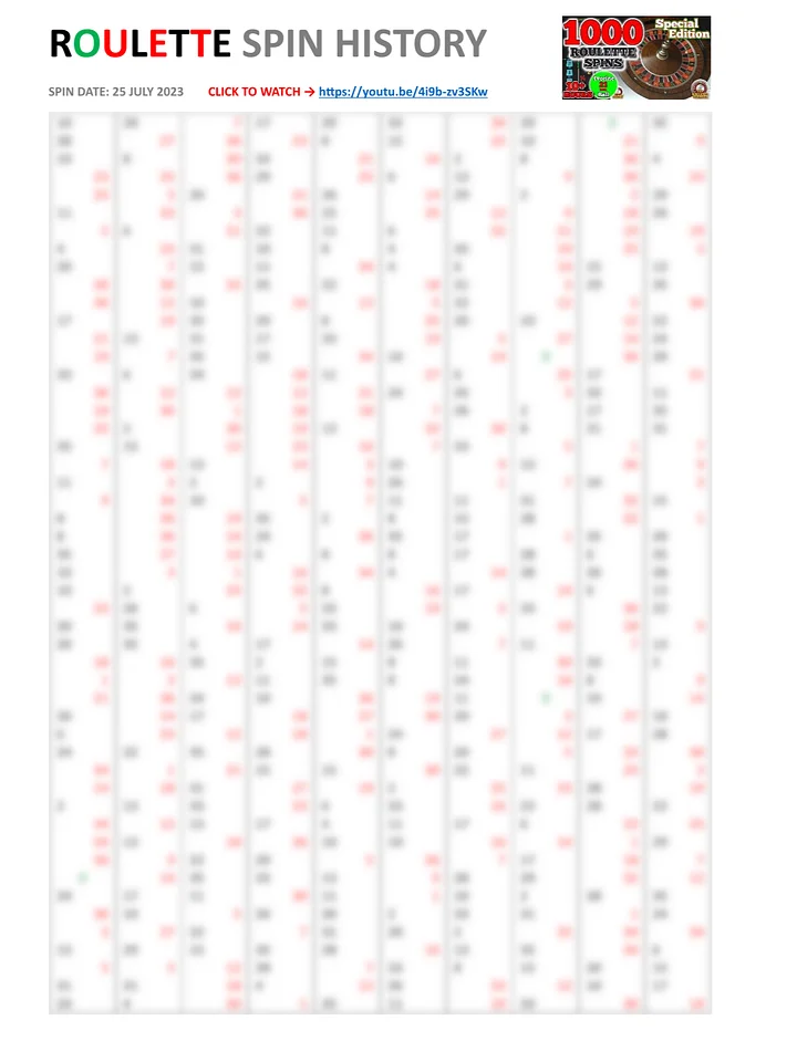 1000 Real Roulette Spins – Spin History Data File product image (2)
