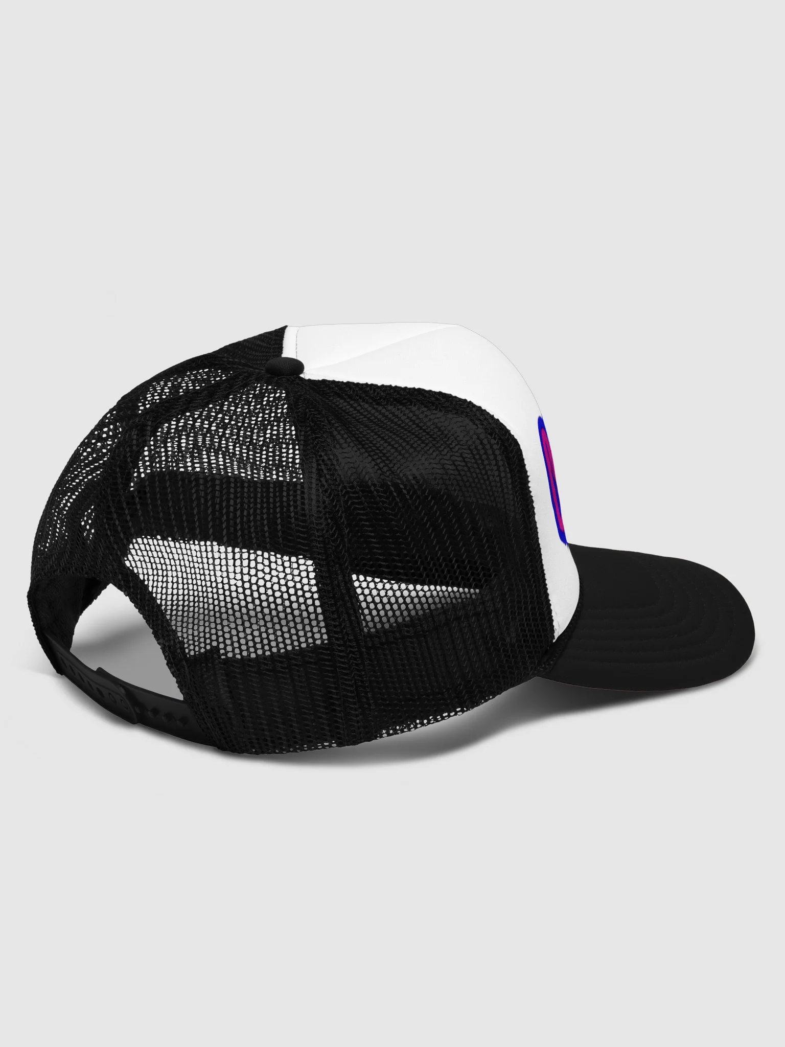 Queer Pride Trucker Cap, LGBTQIA+ Art Festival Fashion, Rad Retro Style Hat, Hot Pink Blue Cotton Candy Color Creepy Dripping Design product image (4)