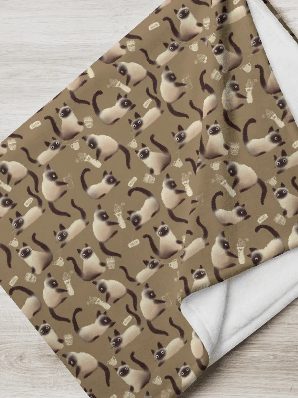 Bad Siamese Cats Knocking Stuff Over Throw Blanket, Brown product image (12)