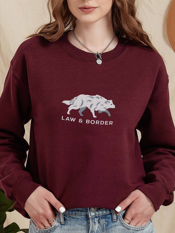 Law and Border Sweatshirt (Embroidered) of a Border Collie(White/Double Merle) product image (2)
