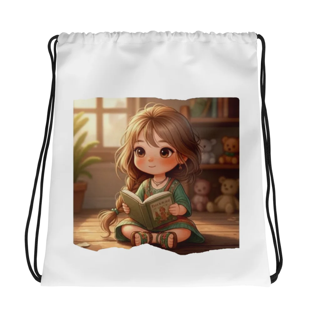 Sunlit Reading Adventure Drawstring Bag product image (2)