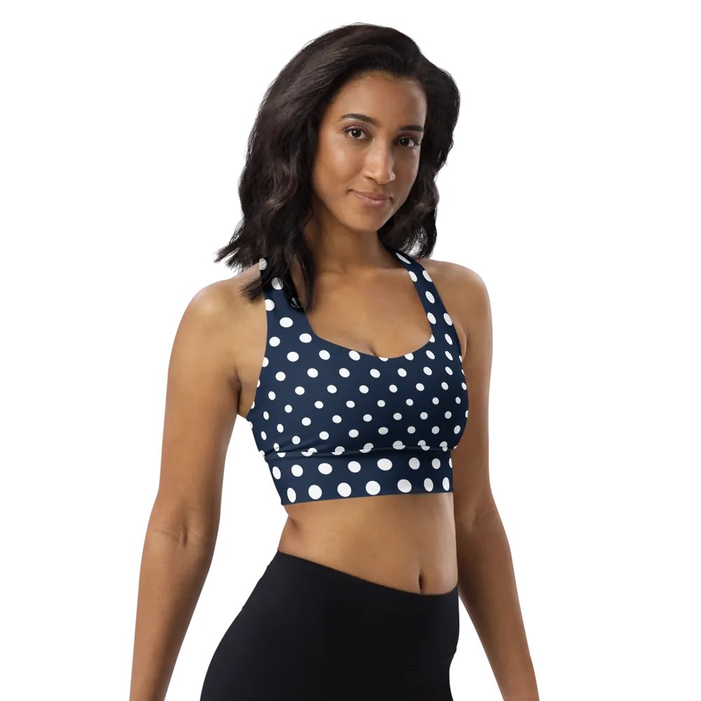 White/Navy Polka Dots Sports Bra product image (10)