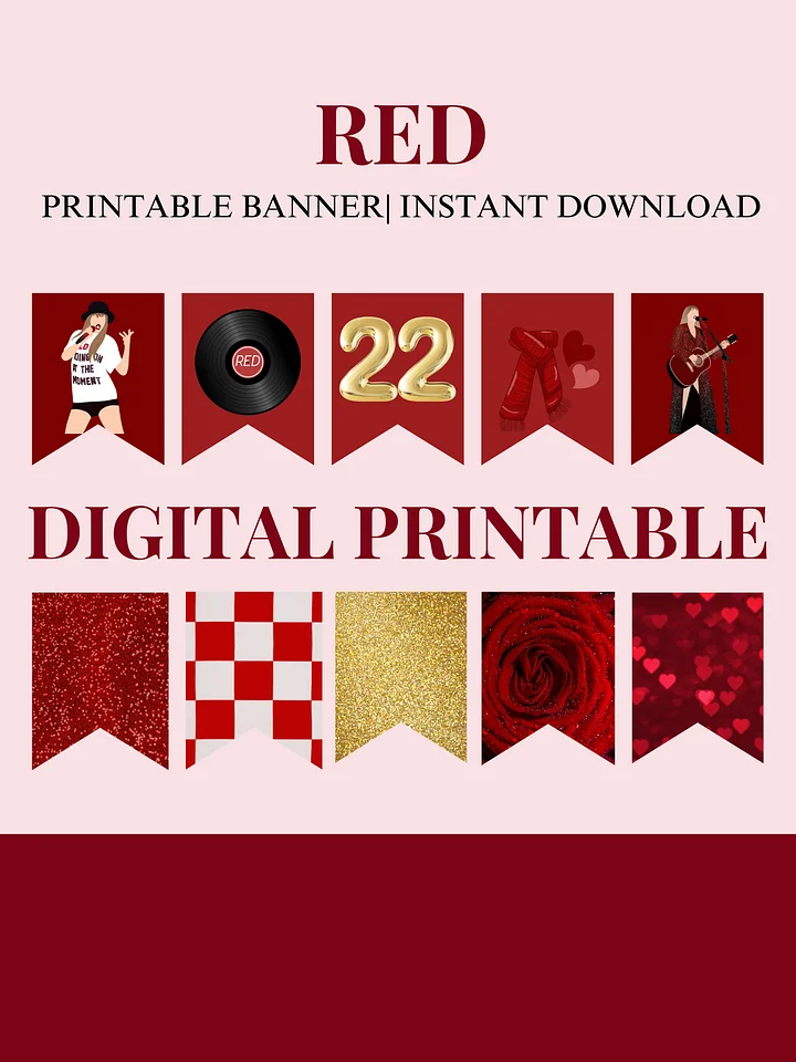Printable Taylor RED Banner | Digital Download Eras Party Decor | TS Eras Swifties Taylor Swift | RED banner product image (1)
