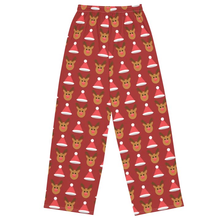 Festive Reindeer & Santa Hat Wide-Leg Pants product image (2)