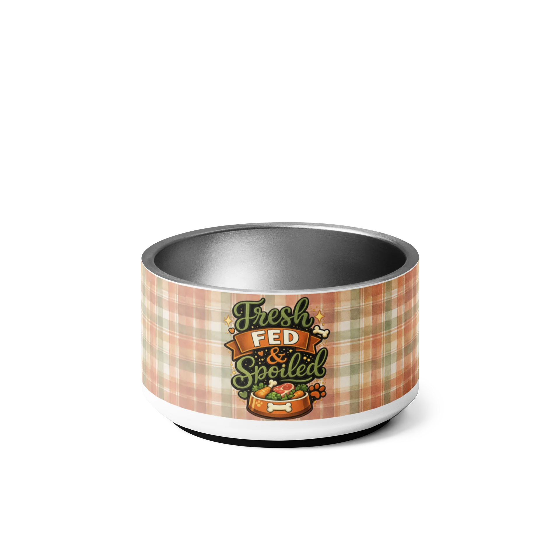 Fresh Fed & Spoiled Dog Bowl – Plaid Fresh Feeding Pet Bowl product image (2)